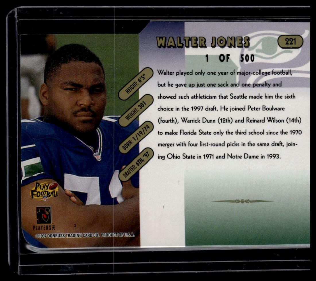 1997 Donruss #221 Walter Jones Press Proofs Gold Die Cuts