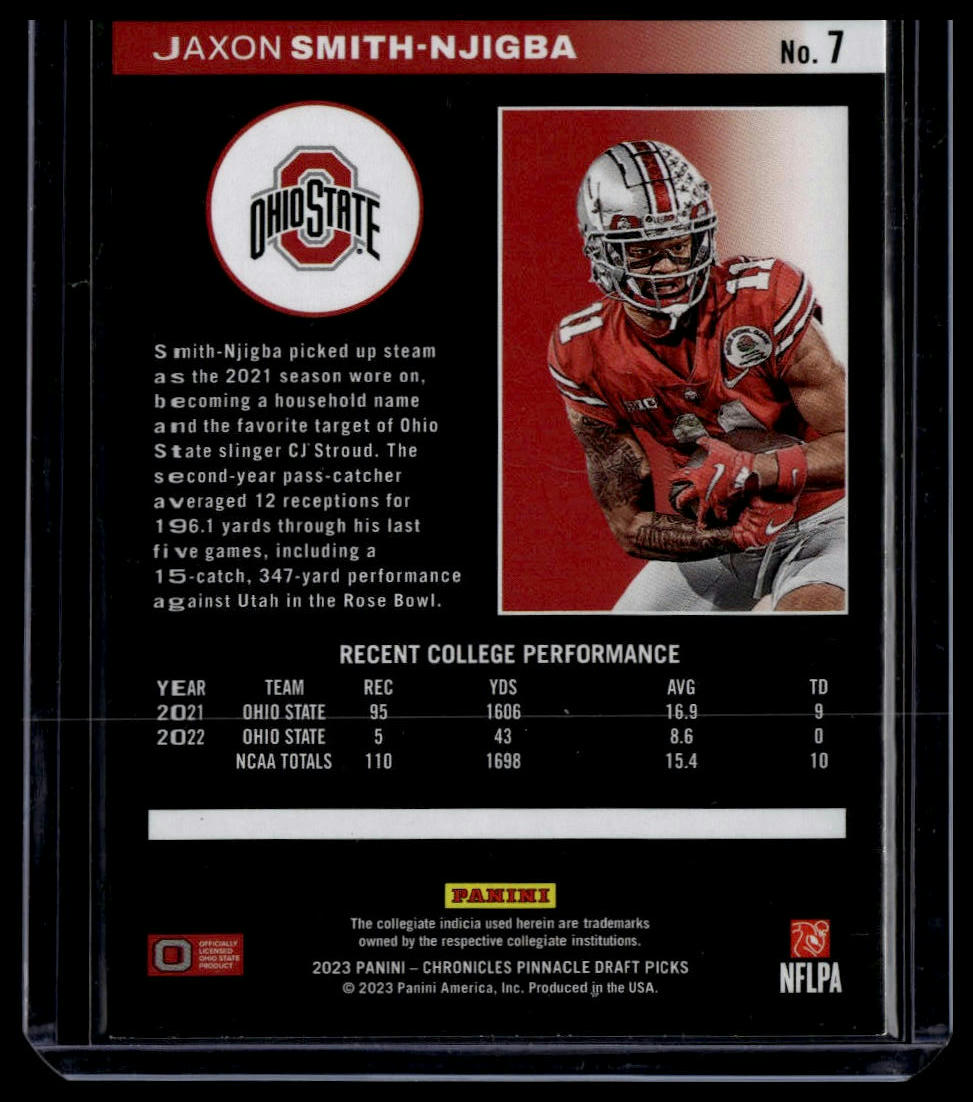 2023 Panini Chronicles Draft Picks #7 Jaxon Smith-Njigba Pinnacle