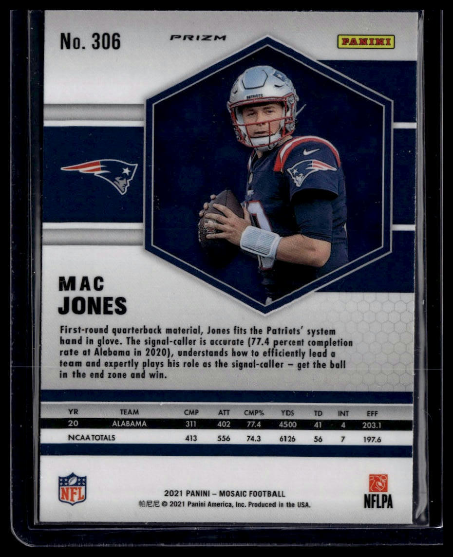 2021 Panini Mosaic #306 Mac Jones Prizm Reactive Blue