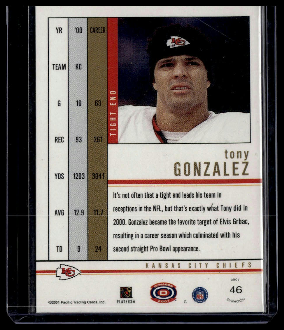 2001 Pacific Dynagon #46 Tony Gonzalez