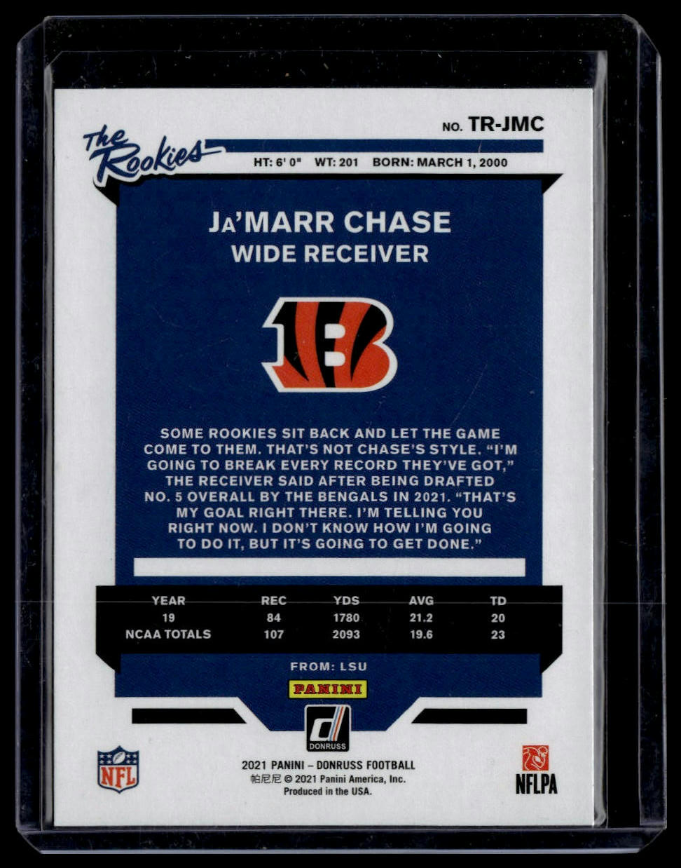 2021 Donruss #TR-JMC Ja'Marr Chase The Rookies