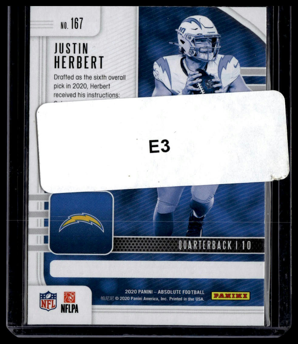 2020 Panini Absolute #167 Justin Herbert Green