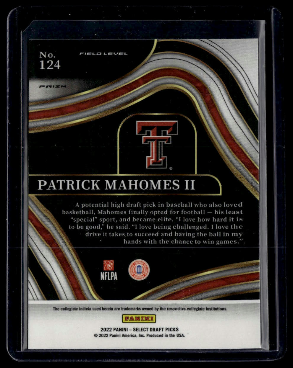 2022 Panini Select Draft Picks #124 Patrick Mahomes II Gold Lazer Prizm