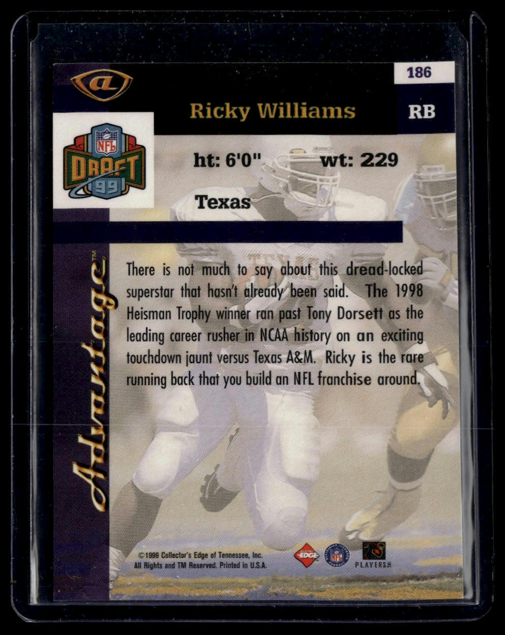 1999 Collector's Edge Advantage #186 Ricky Williams Millennium Collection Blue