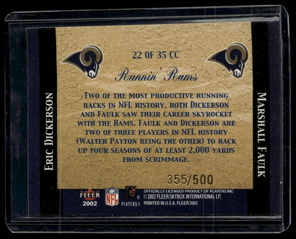 2002 Fleer #22 CC Dickerson / Faulk Classic Combinations Hobby /500