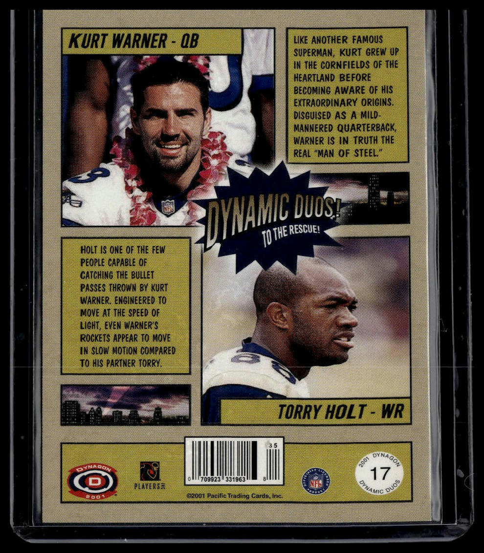 2001 Pacific Dynagon #17 Kurt Warner / Torry Holt SN1499 Dynamic Duos #/1499