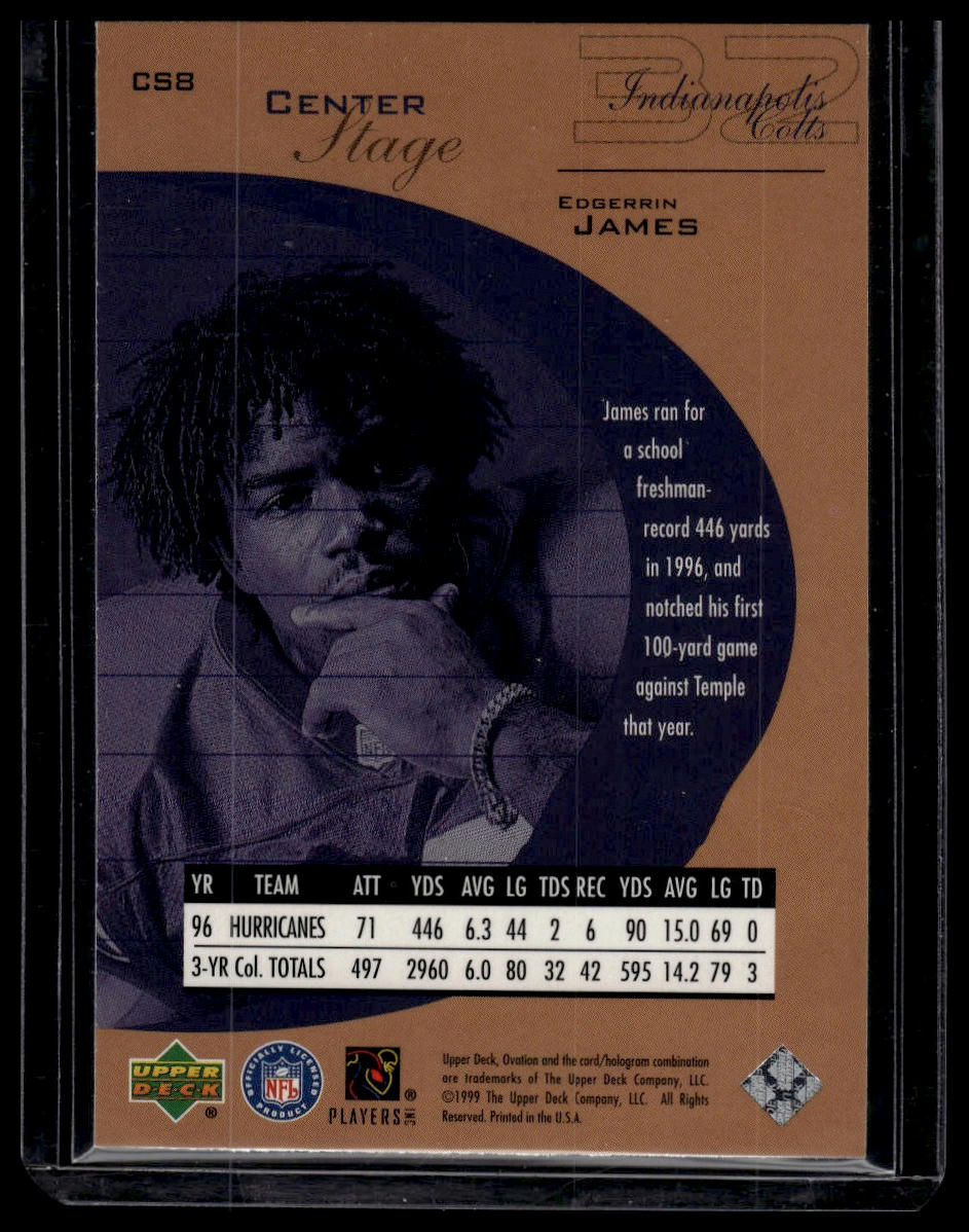1999 Upper Deck Ovation #CS8 Edgerrin James Center Stage