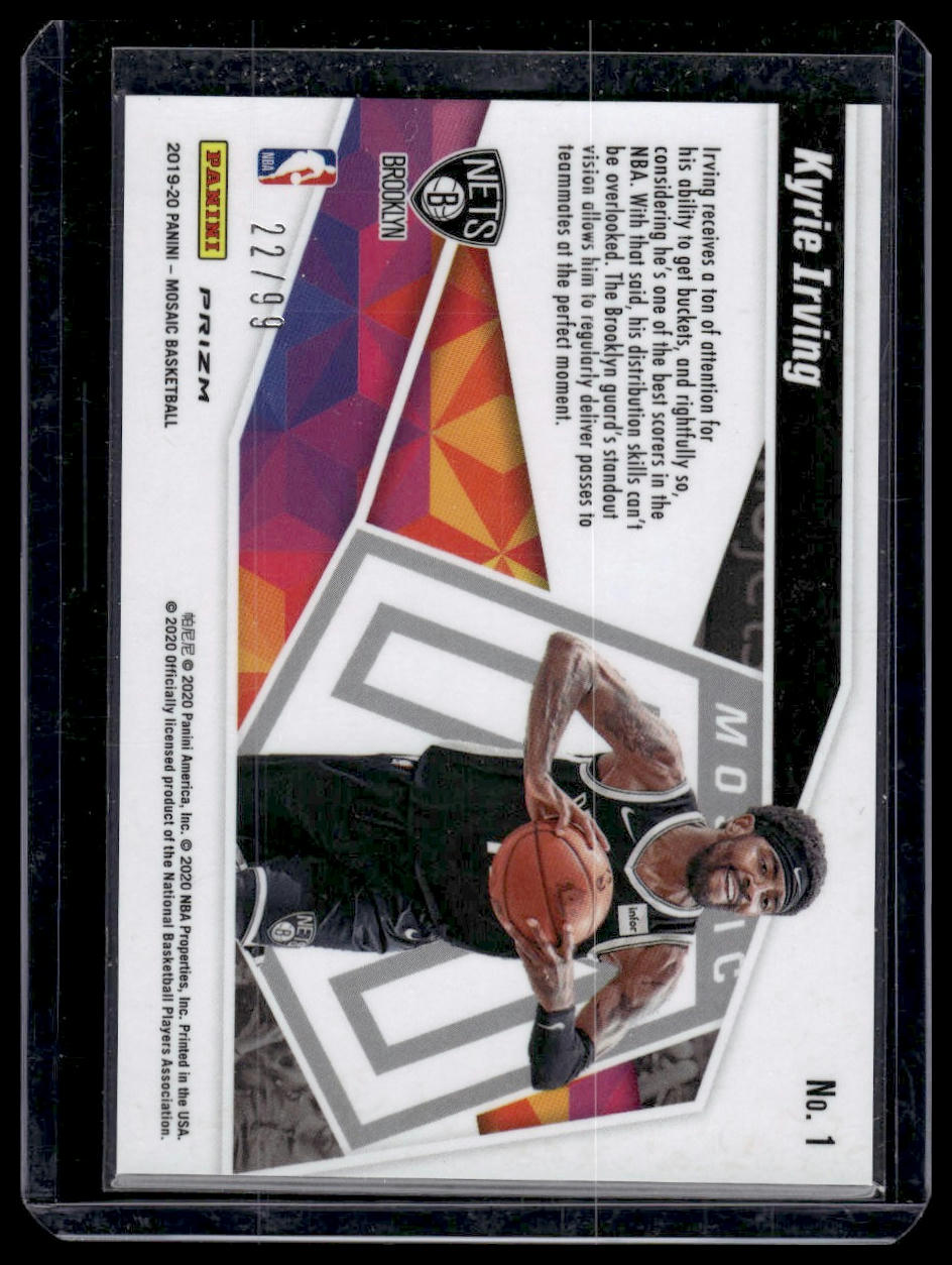 2019-20 Panini Mosaic #1 Kyrie Irving Give and Go Mosaic Reactive Blue #/99