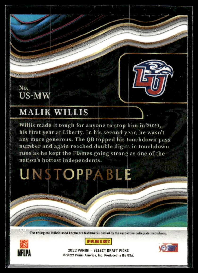 2022 Panini Select Draft Picks #US-MW Malik Willis Unstoppable