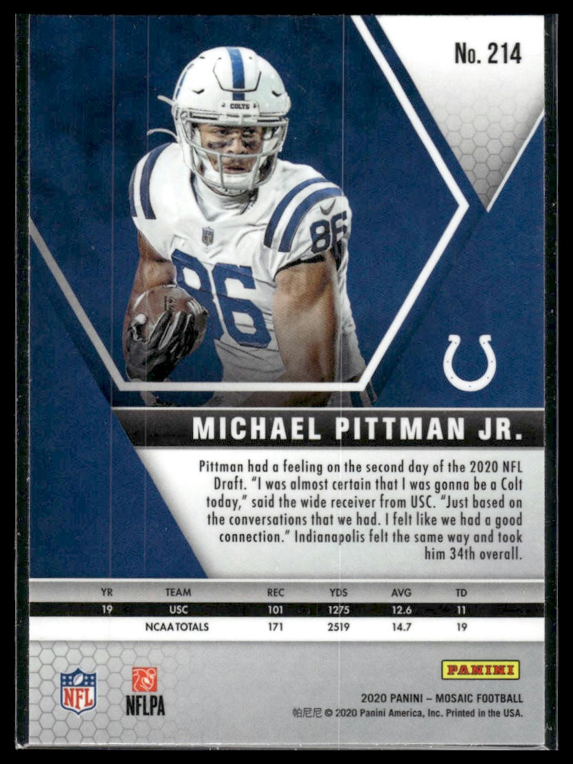 2020 Panini Mosaic #214 Michael Pittman Jr.