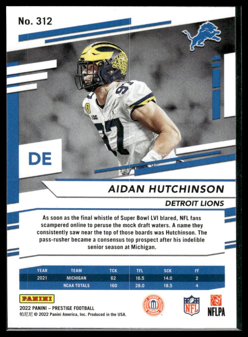 2022 Panini Prestige #312 Aidan Hutchinson