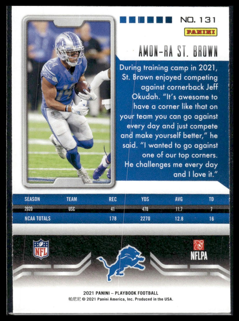 2021 Panini Playbook #131 Amon-Ra St. Brown Orange