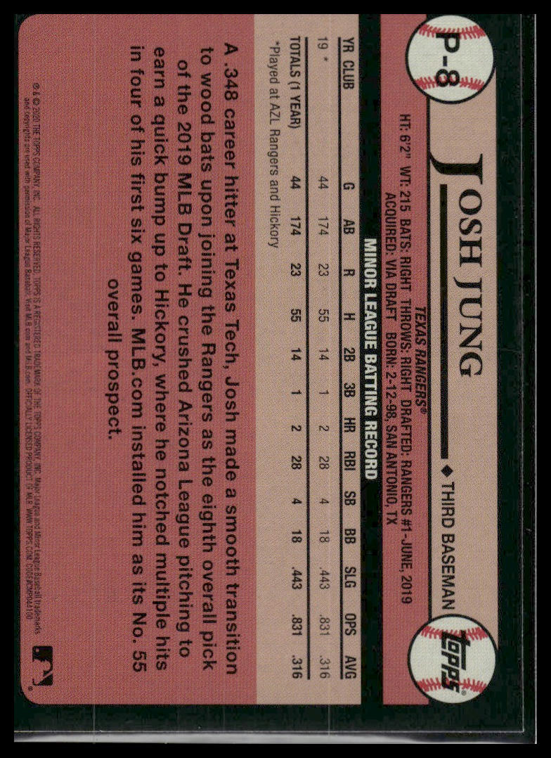 2020 Topps Update #P-8 Josh Jung Prospects