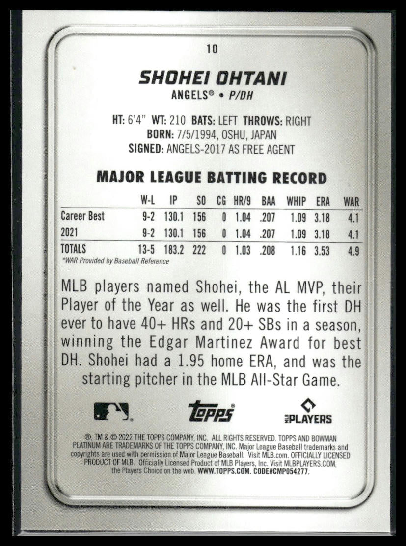 2022 Bowman Platinum #10 Shohei Ohtani
