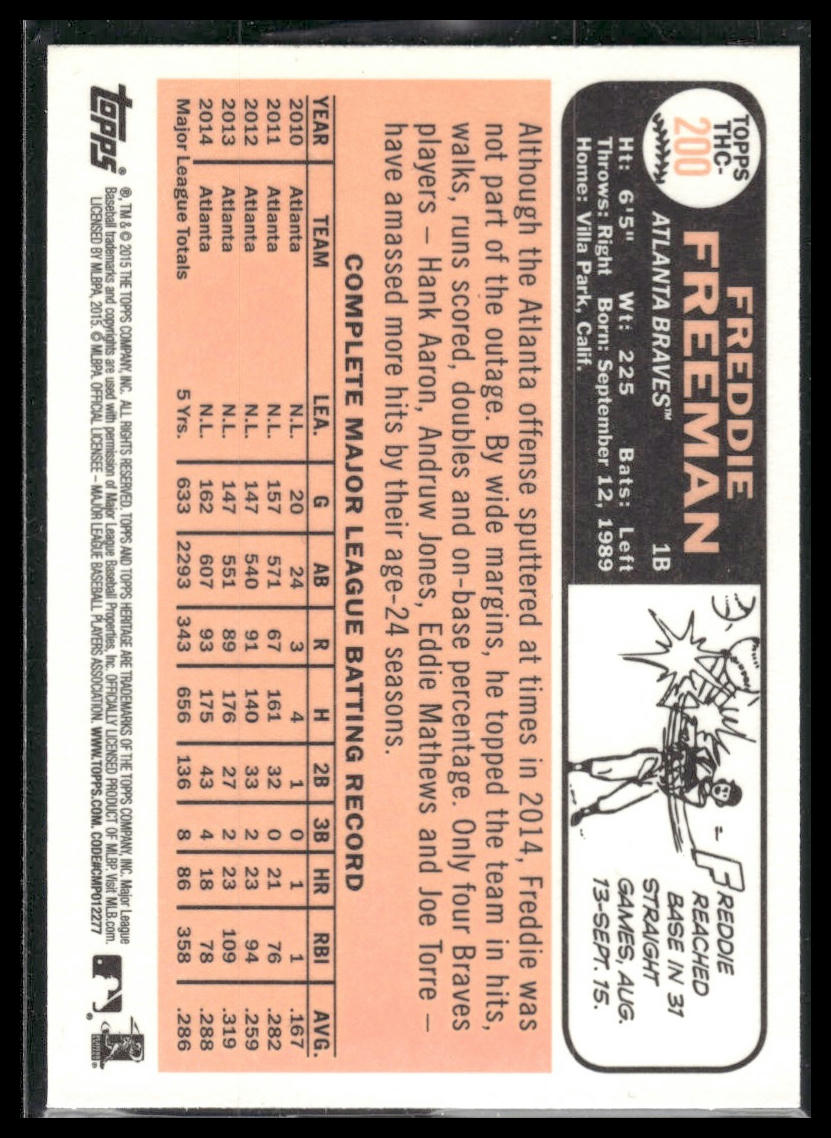 2015 Topps Heritage #THC-200 Freddie Freeman Chrome Retail Foil