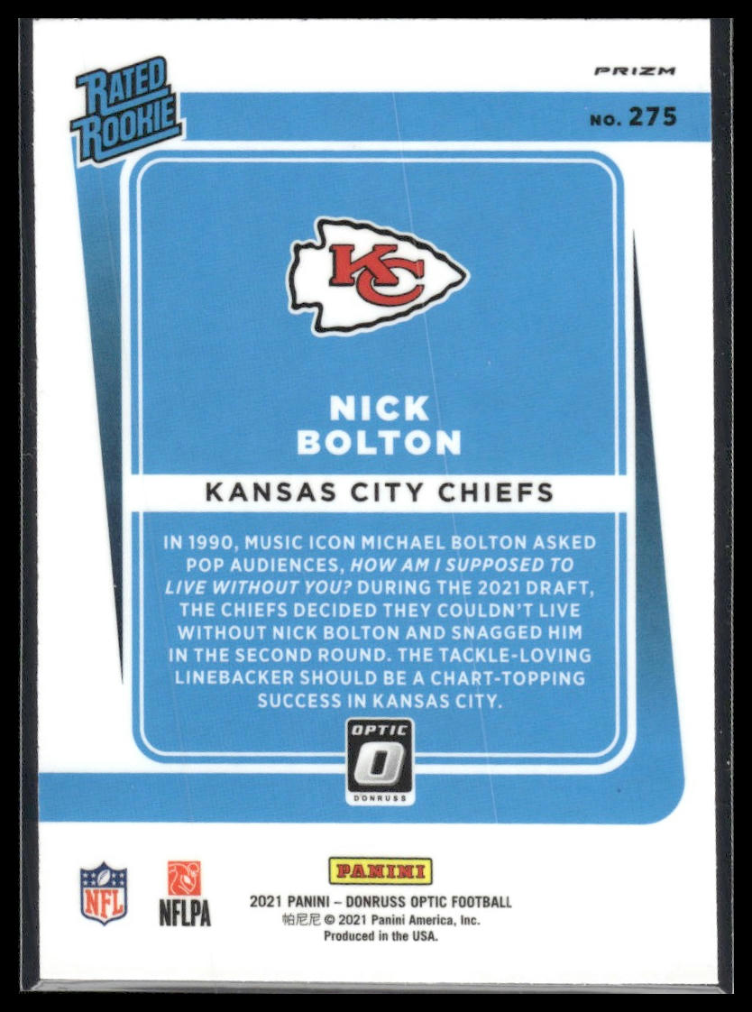 2021 Donruss Optic #275 Nick Bolton Blue Scope