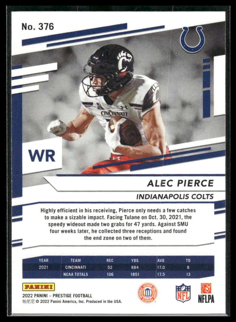 2022 Panini Prestige #376 Alec Pierce Xtra Points Diamond