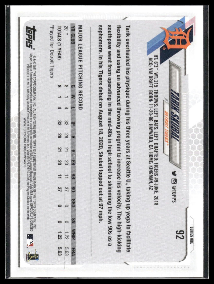 2021 Topps #92 Tarik Skubal