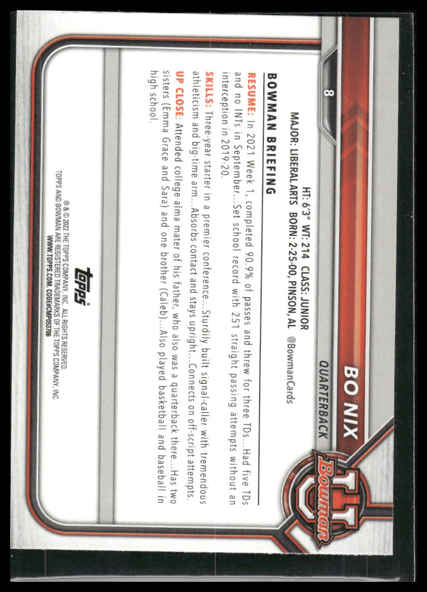 2021-22 Bowman University #8 Bo Nix