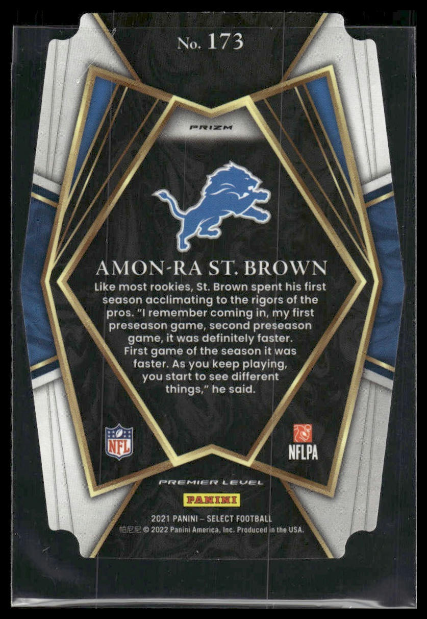 2021 Panini Select #173 Amon-Ra St. Brown Black and Gold Prizm Die Cut