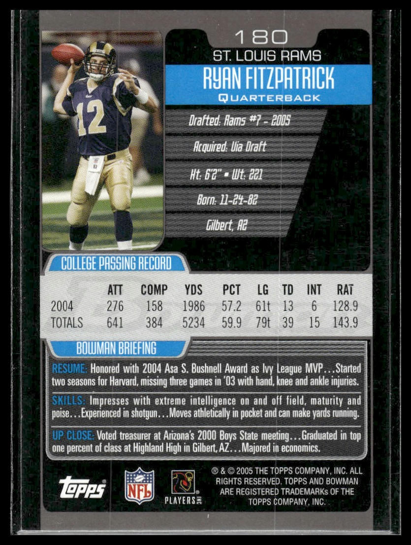2005 Bowman #180 Ryan Fitzpatrick