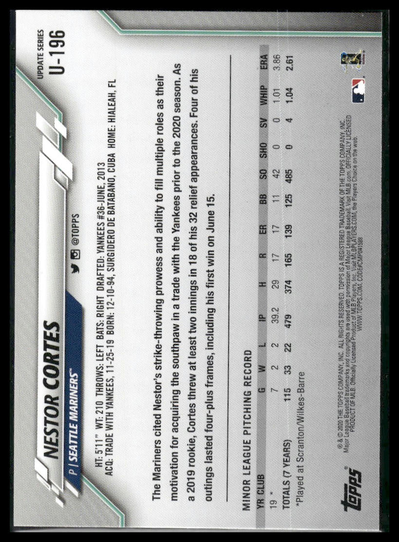 2020 Topps Update #U-196 Nestor Cortes