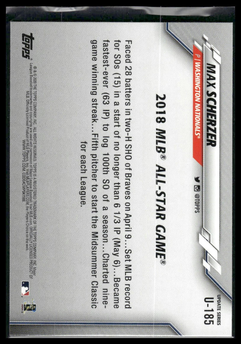 2020 Topps Update #U-185 Max Scherzer Rainbow Foil
