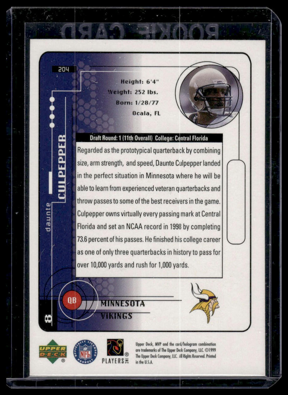 1999 Upper Deck MVP #204 Daunte Culpepper