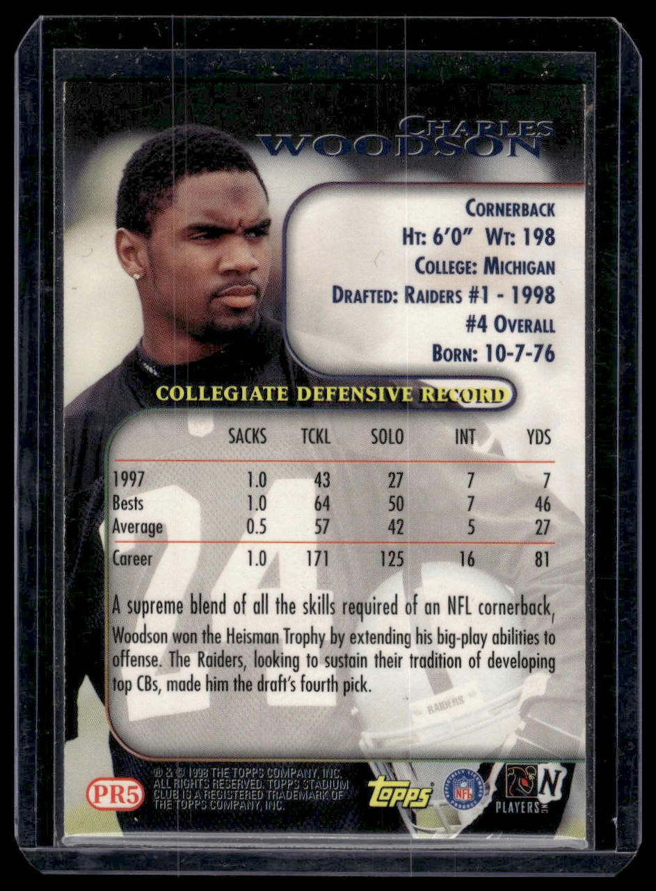 1998 Stadium Club #PR5 Charles Woodson Prime Rookies