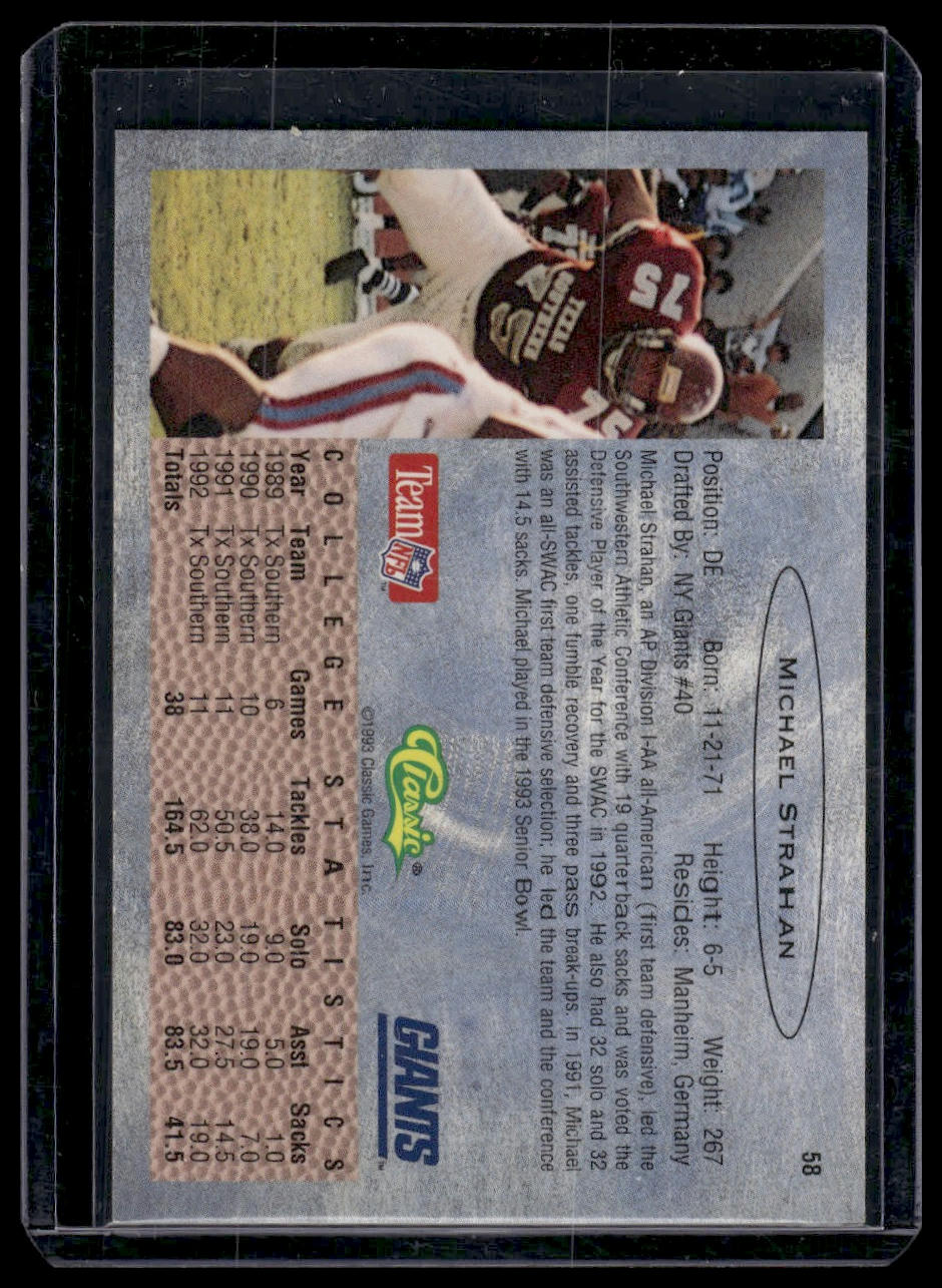 1993 Classic #58 Michael Strahan