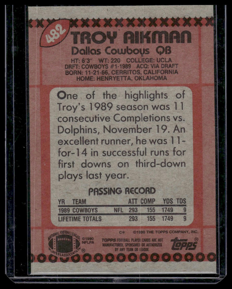 1990 Topps #482 Troy Aikman