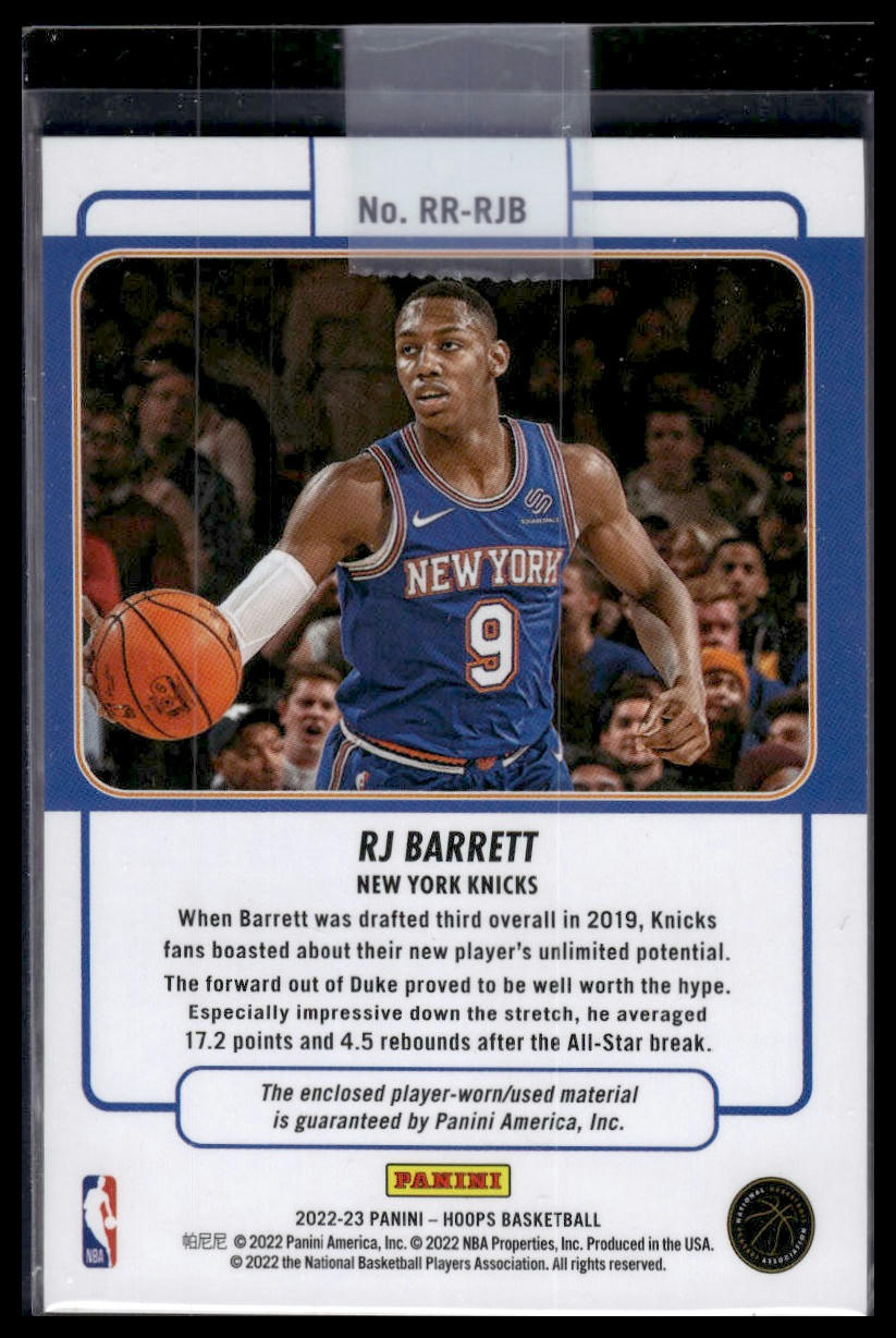 2022-23 Hoops #RR-RJB RJ Barrett Rookie Remembrance