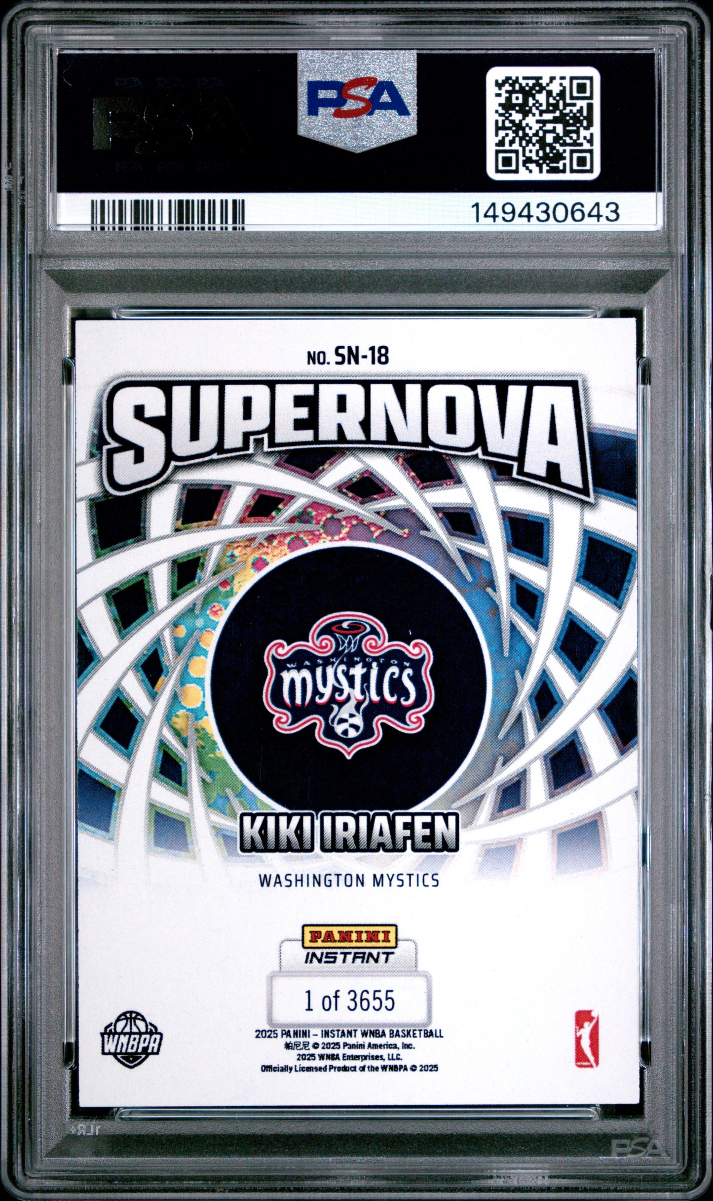 2025 Panini Instant WNBA Supernova #SN-18 Kiki Iriafen PSA 10