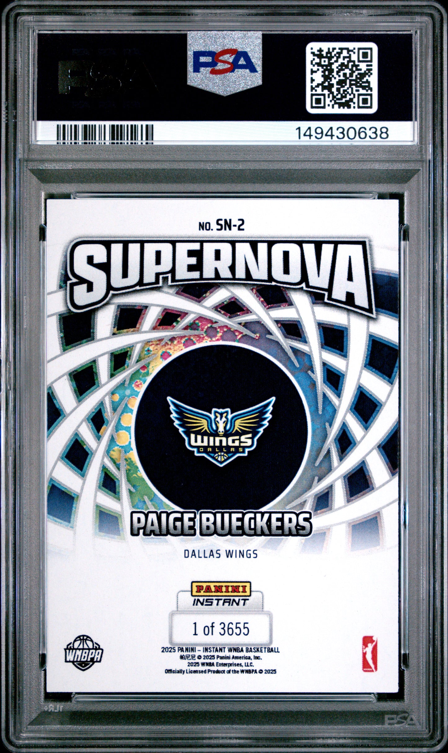 2025 Panini Instant Wnba Supernova #SN-2 Paige Bueckers PSA 10