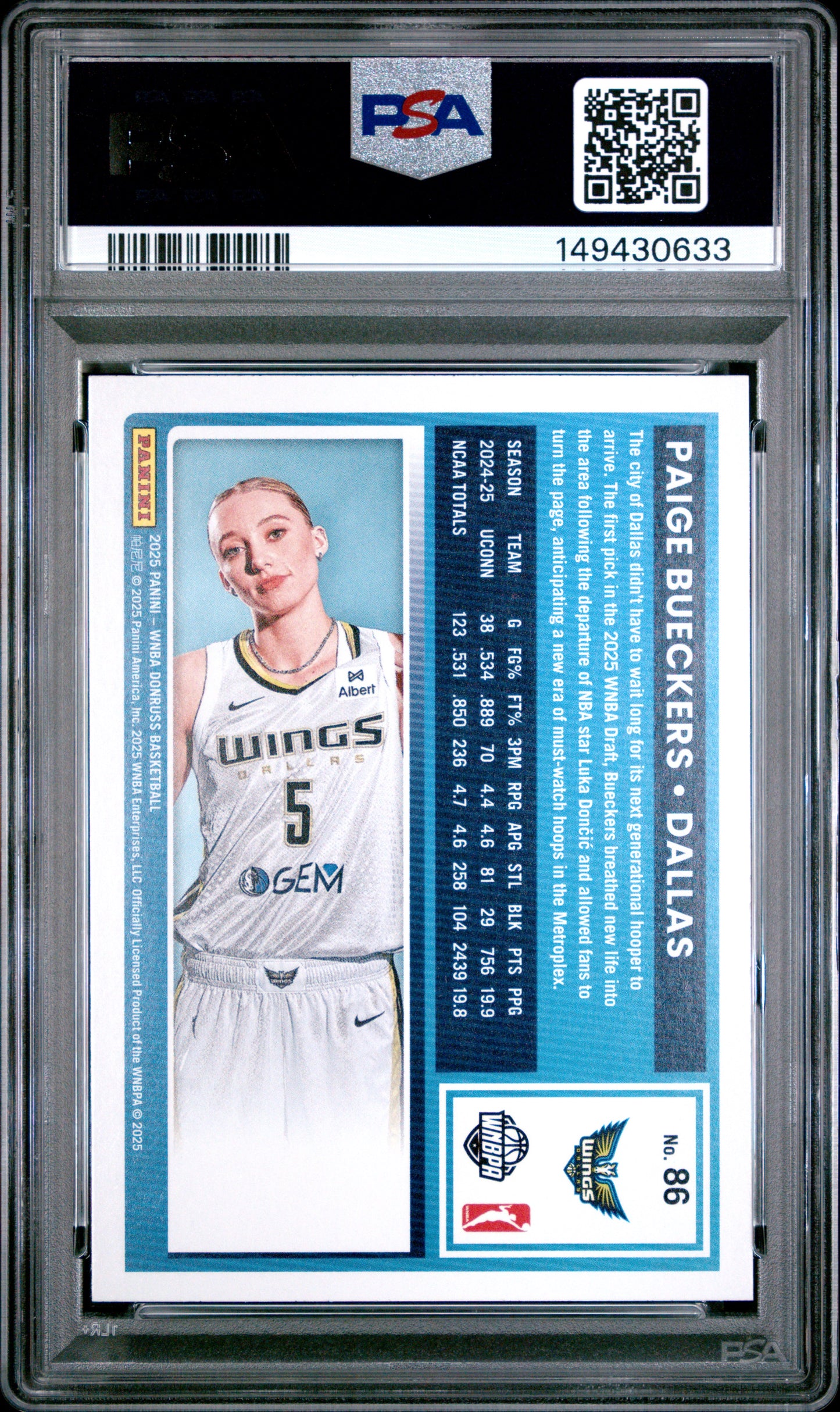 2025 Panini Donruss Wnba #86 Paige Bueckers PSA 10