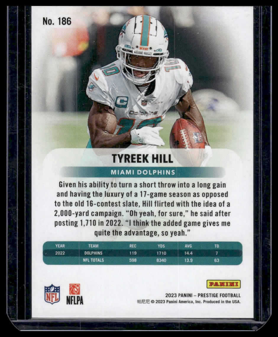 2023 Panini Prestige #186 Tyreek Hill Xtra Points Premium Blue #/299