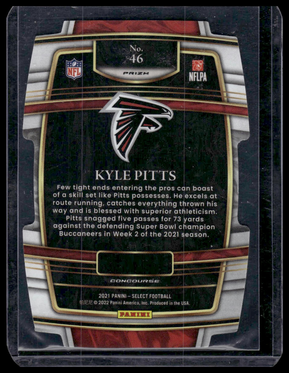 2021 Panini Select #46 Kyle Pitts Green and Yellow Prizm Die Cut