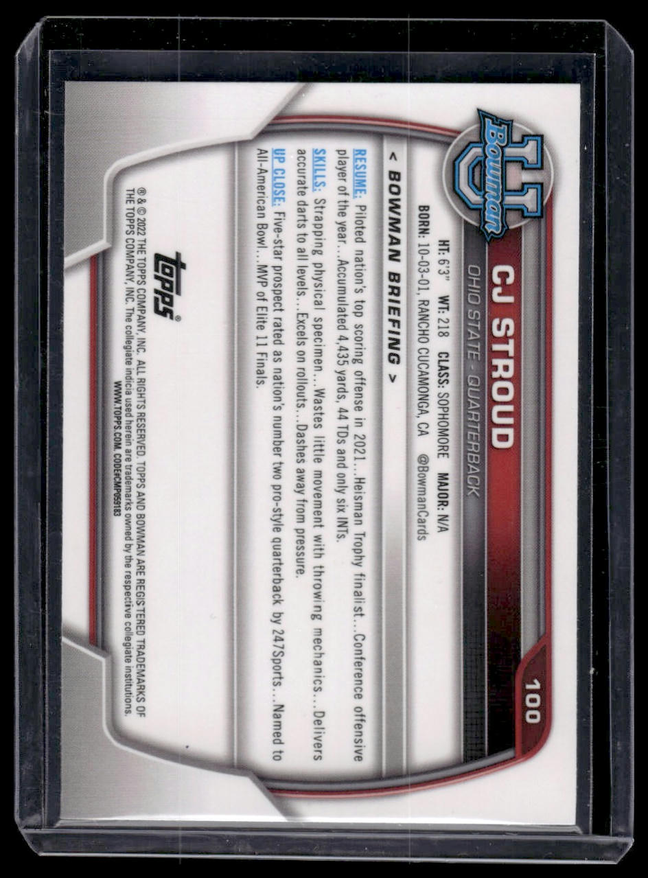 2022 Bowman University Chrome #100 C.J. Stroud