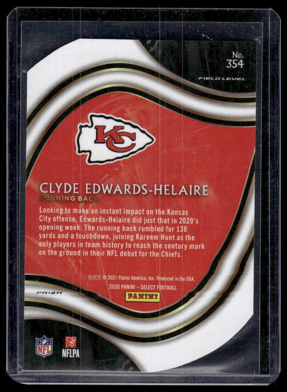 2020 Panini Select #354 Clyde Edwards-Helaire Purple Prizm Die Cut