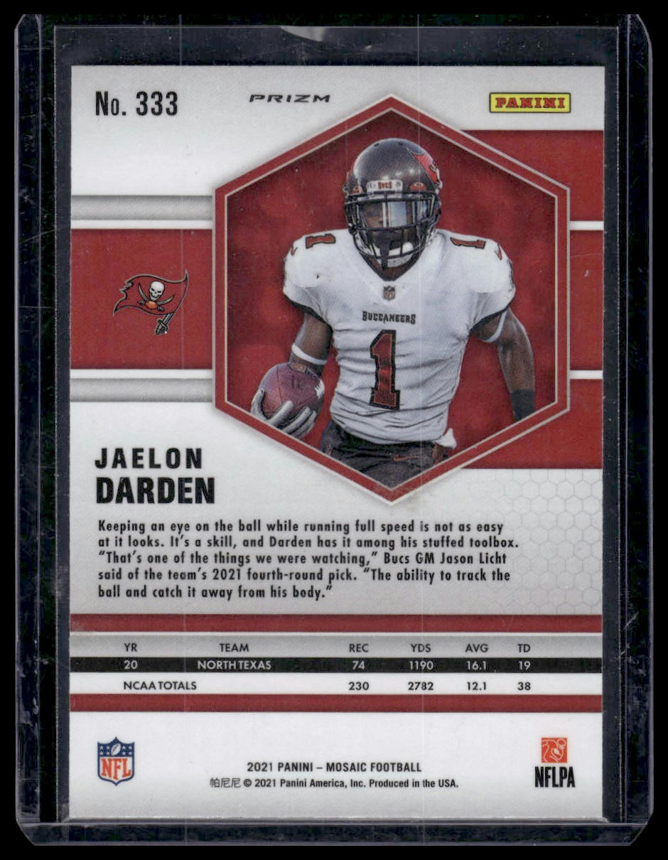 2021 Panini Mosaic #333 Jaelon Darden No Huddle Prizm Silver