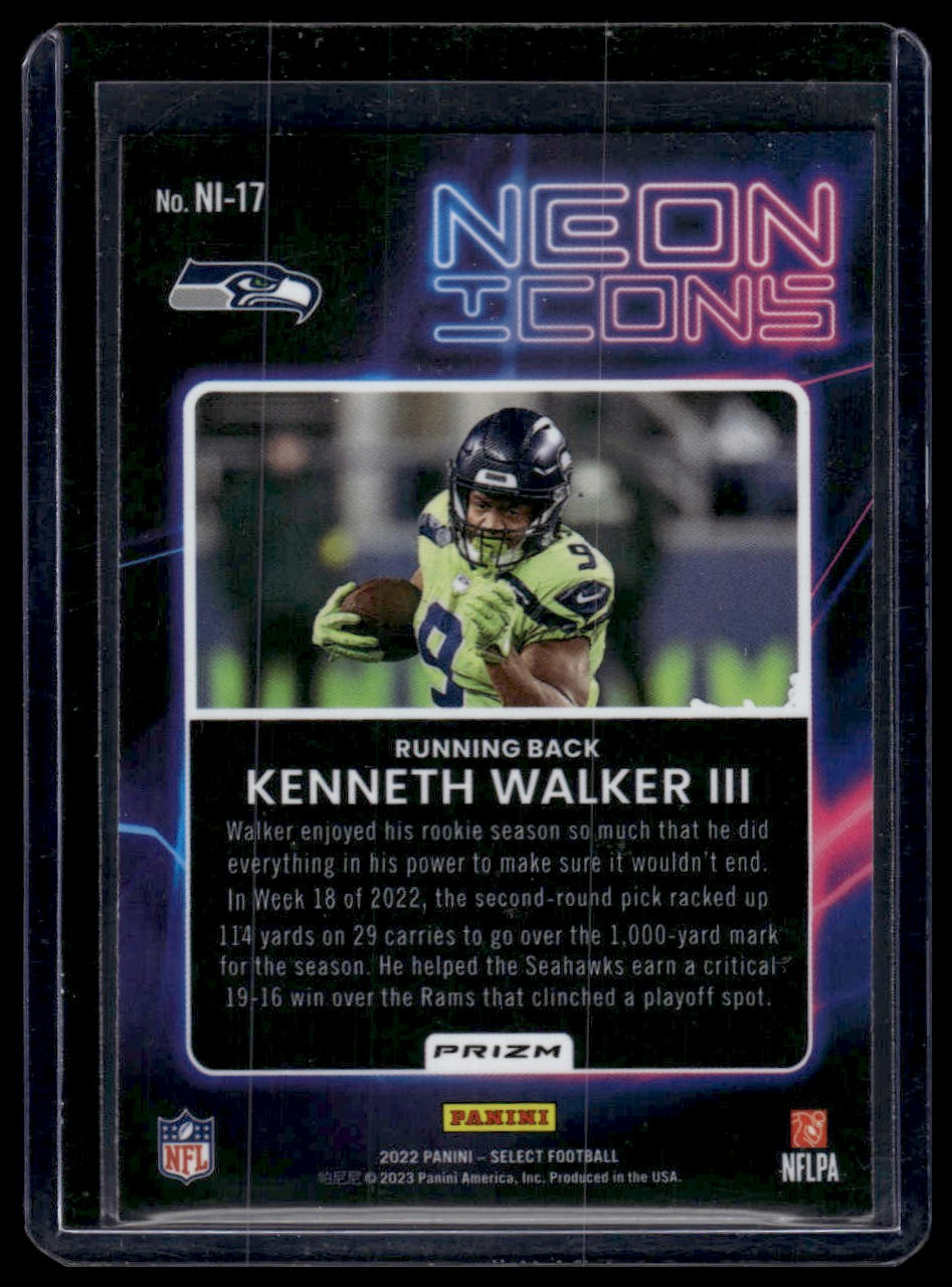2022 Panini Select #NI-17 Kenneth Walker III Neon Icons