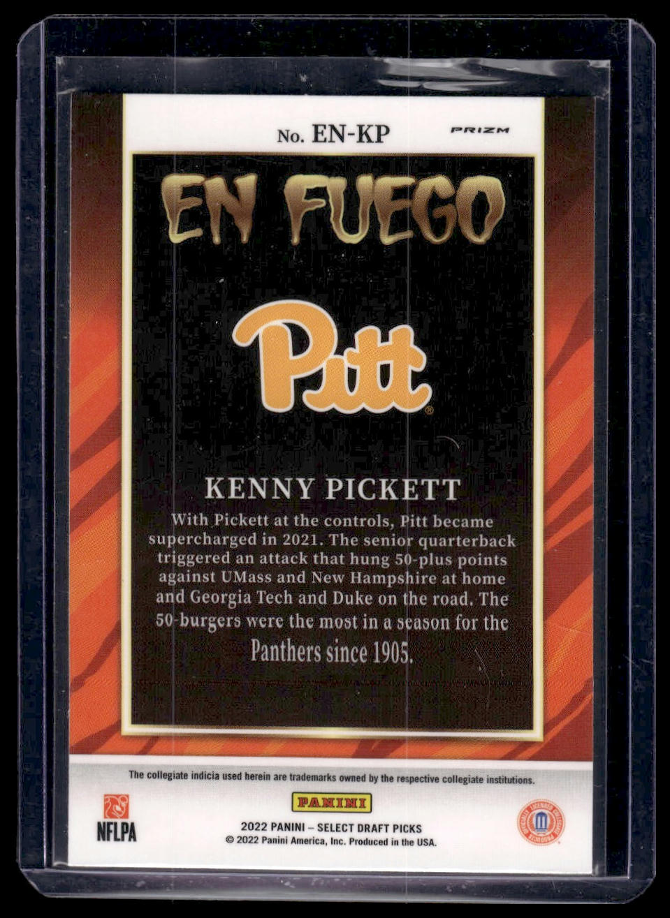 2022 Panini Select Draft Picks #EN-KP Kenny Pickett En Fuego Silver Prizm