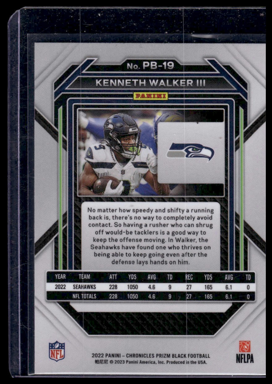 2022 Panini Chronicles #PB-19 Kenneth Walker III Prizm Black