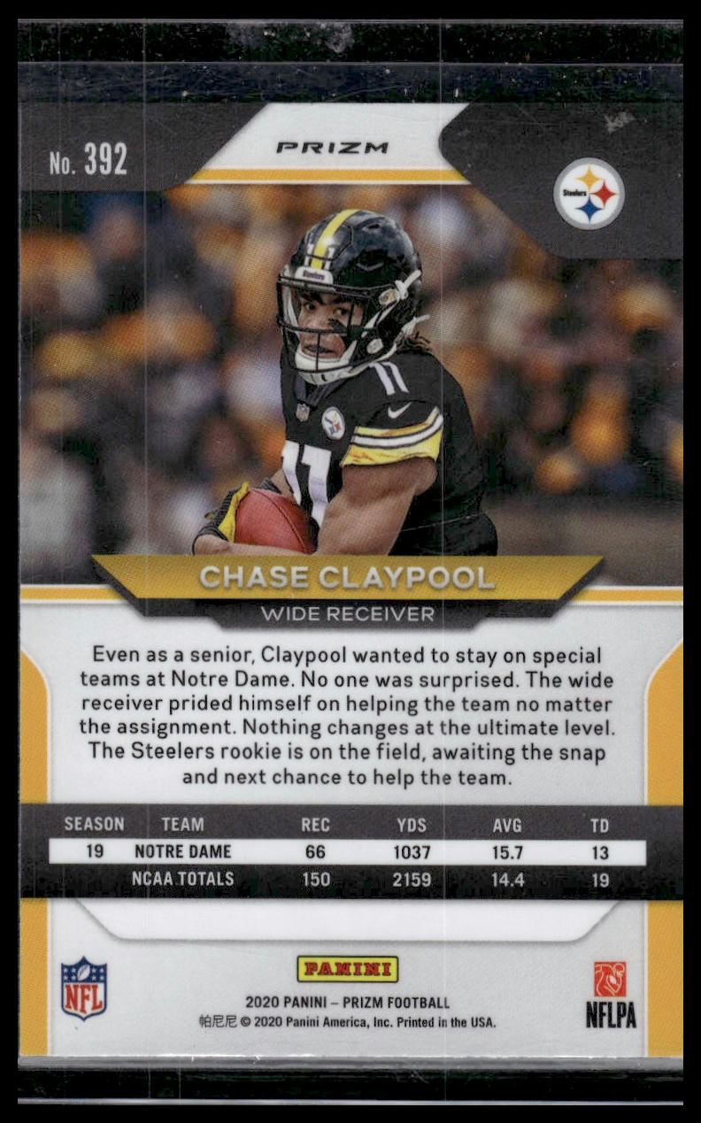 2020 Panini Prizm #392 Chase Claypool Prizm Lazer