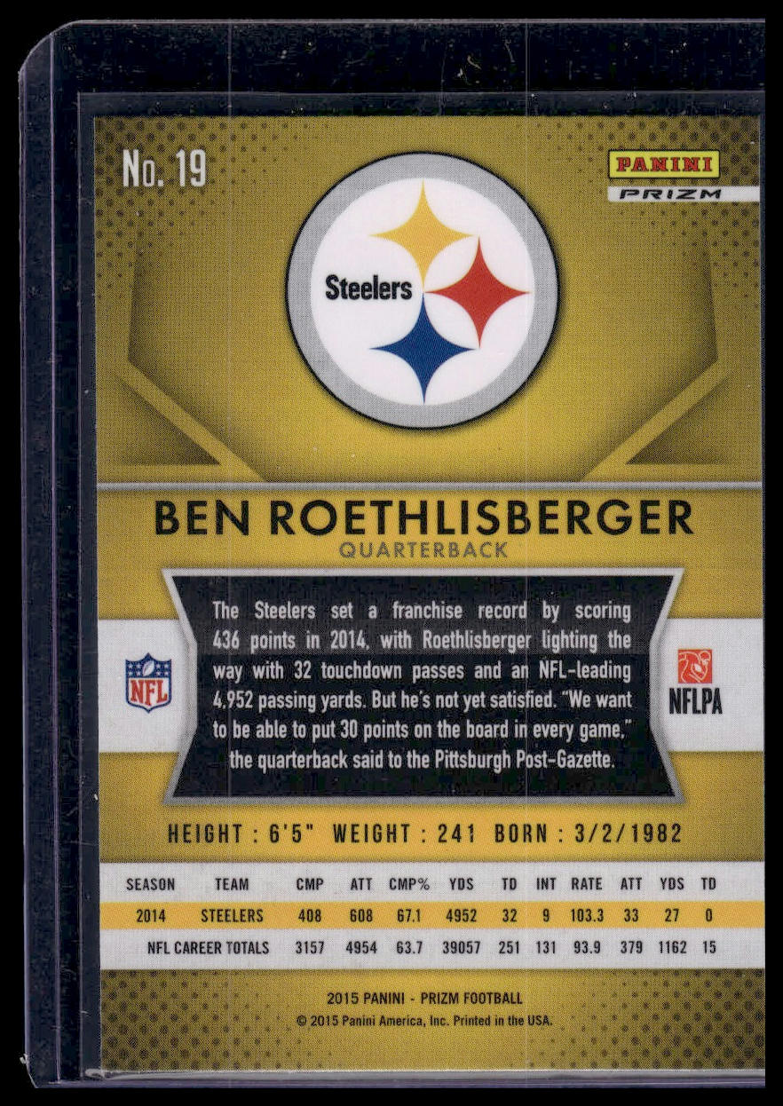 2015 Panini Prizm #19 Ben Roethlisberger Red, White, and Blue Prizm