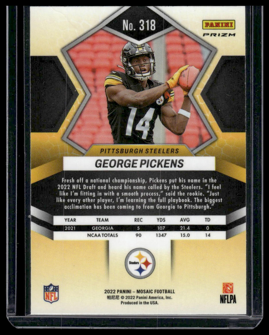 2022 Panini Mosaic #318 George Pickens Mosaic Green