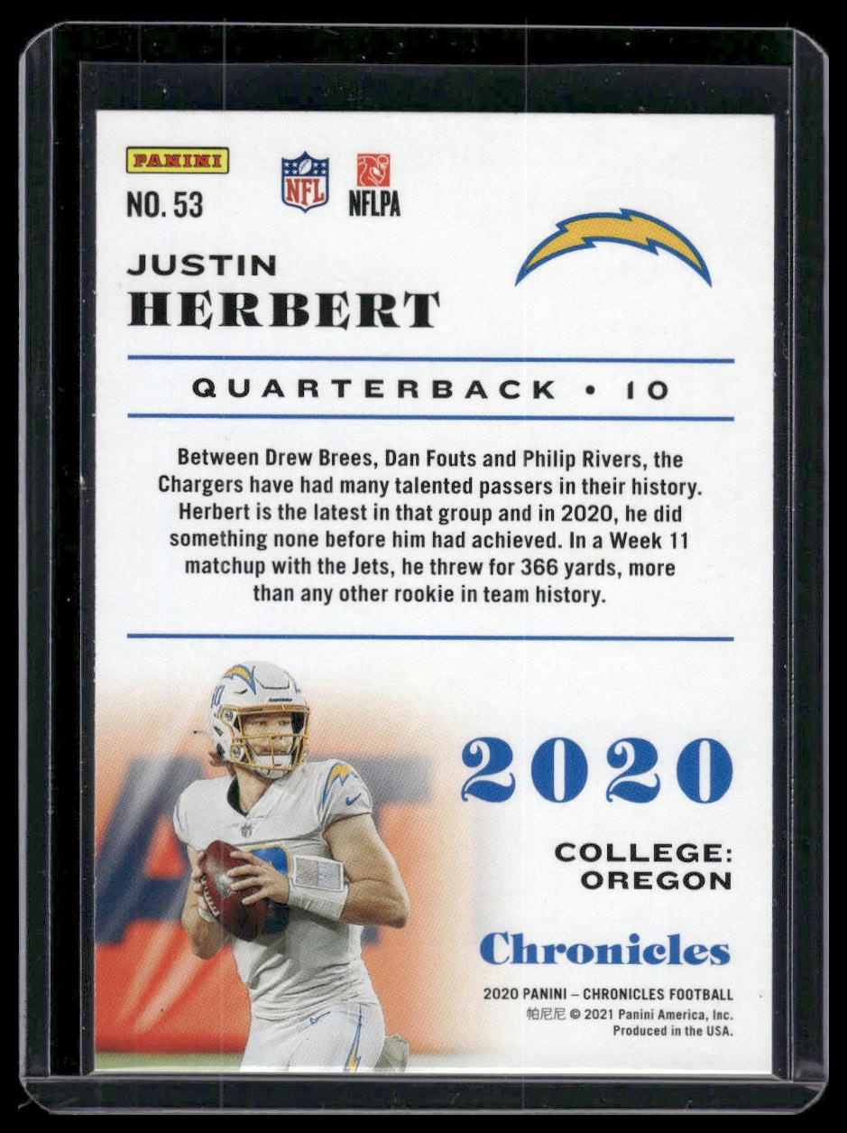 2020 Panini Chronicles #53 Justin Herbert