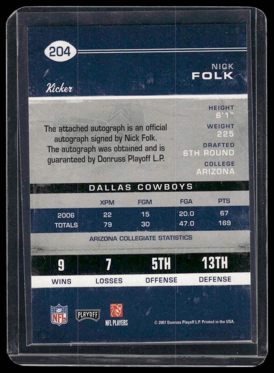 2007 Playoff Contenders #204 Nick Folk