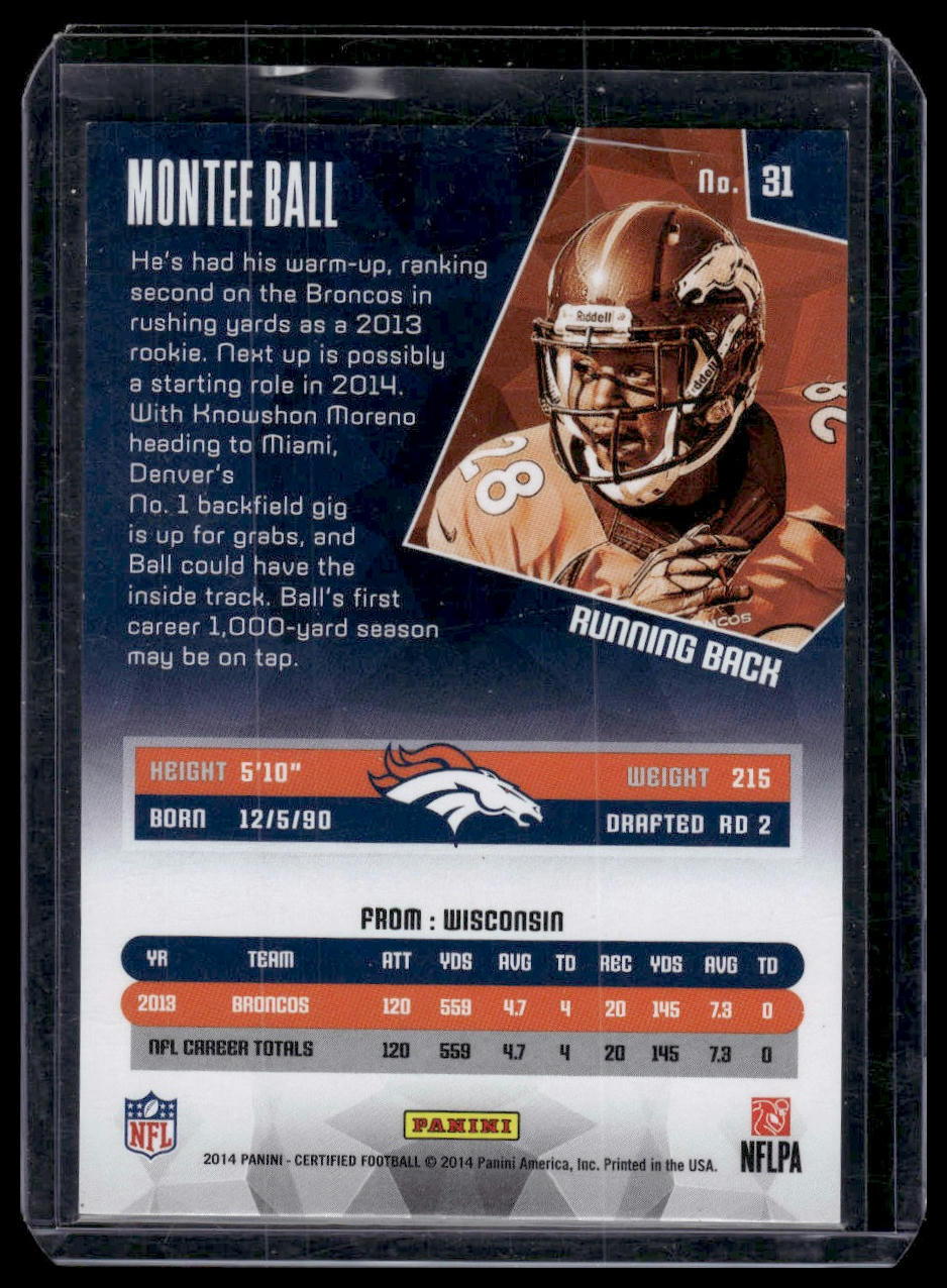 2014 Panini Certified #31 Montee Ball Red #/249