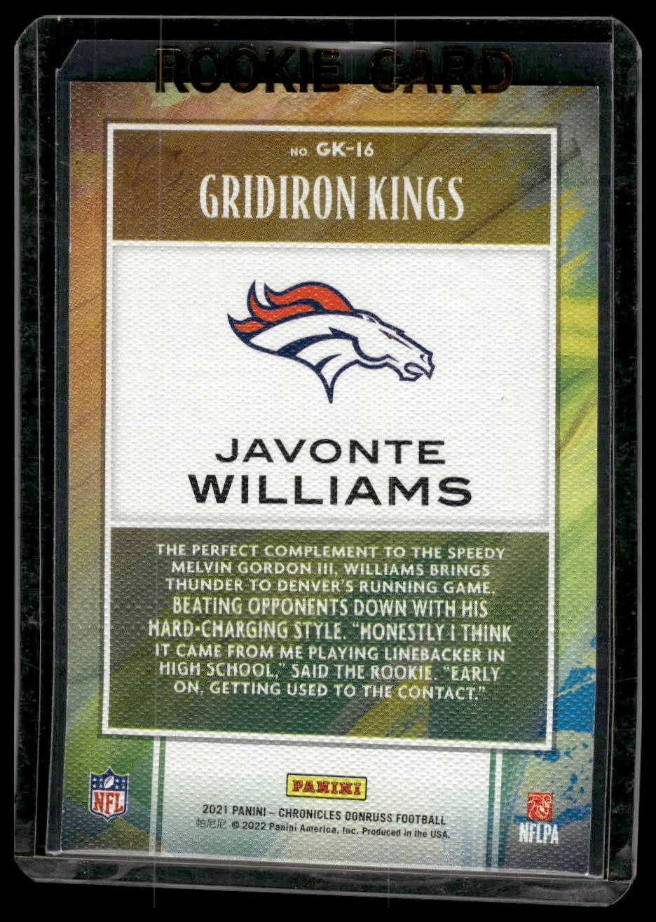 2021 Panini Chronicles #GK-16 Javonte Williams Gridiron Kings Bronze